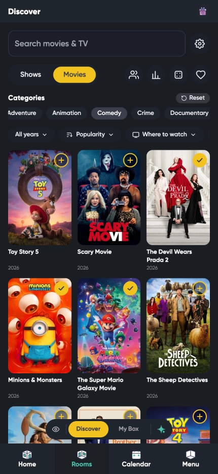 قائمة المشاهدة في Screen Box
